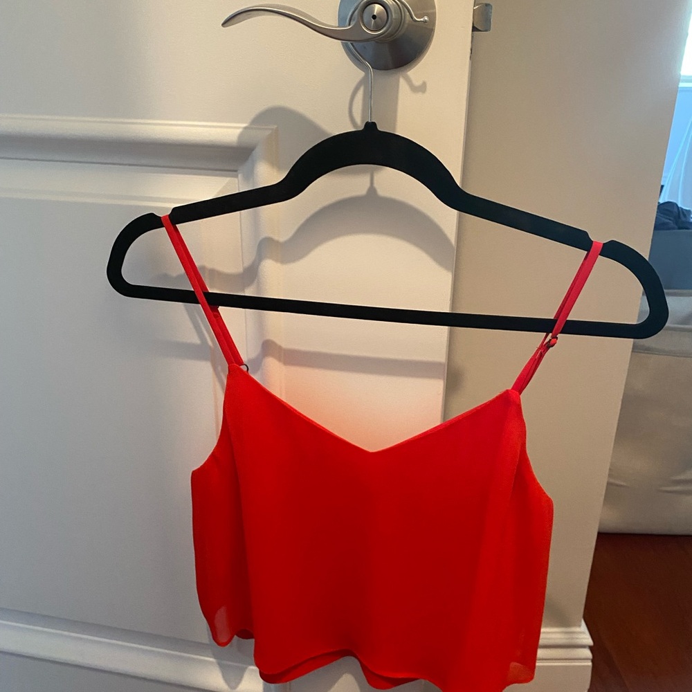 Alice + Olivia Red Spaghetti Strap Sleeveless Crop Camisole